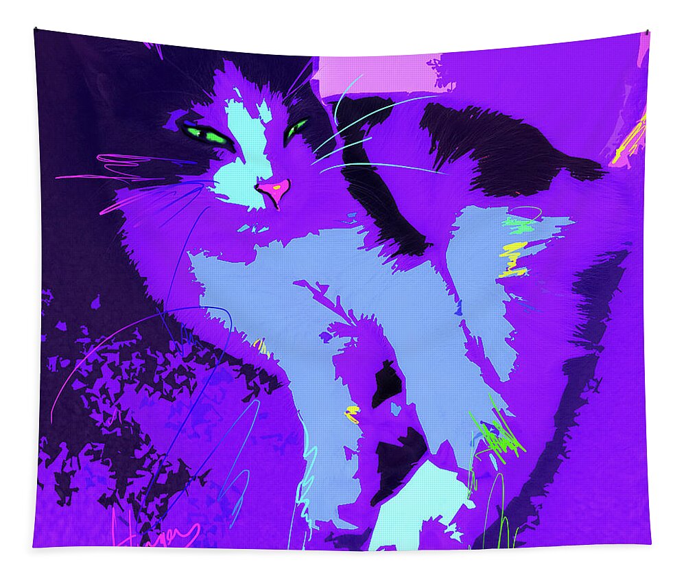 Callie Tapestry featuring the painting POP CAT Callie by DC Langer