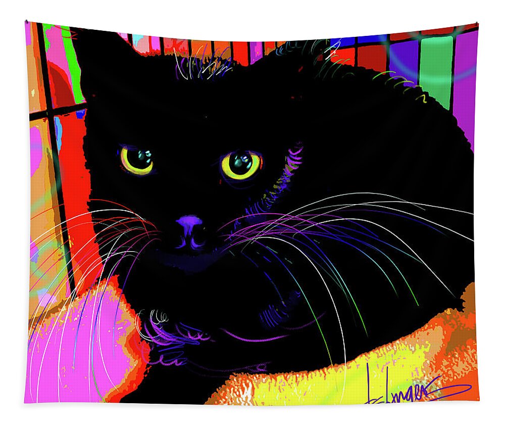 Raven Tapestry featuring the painting pOpCat Sweet Baby Raven by DC Langer