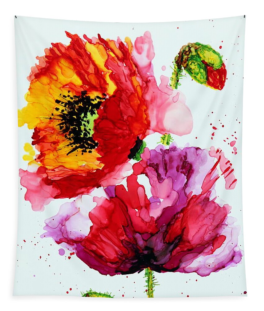 Poppy Tapestry featuring the painting Poppies by Maria Barry
