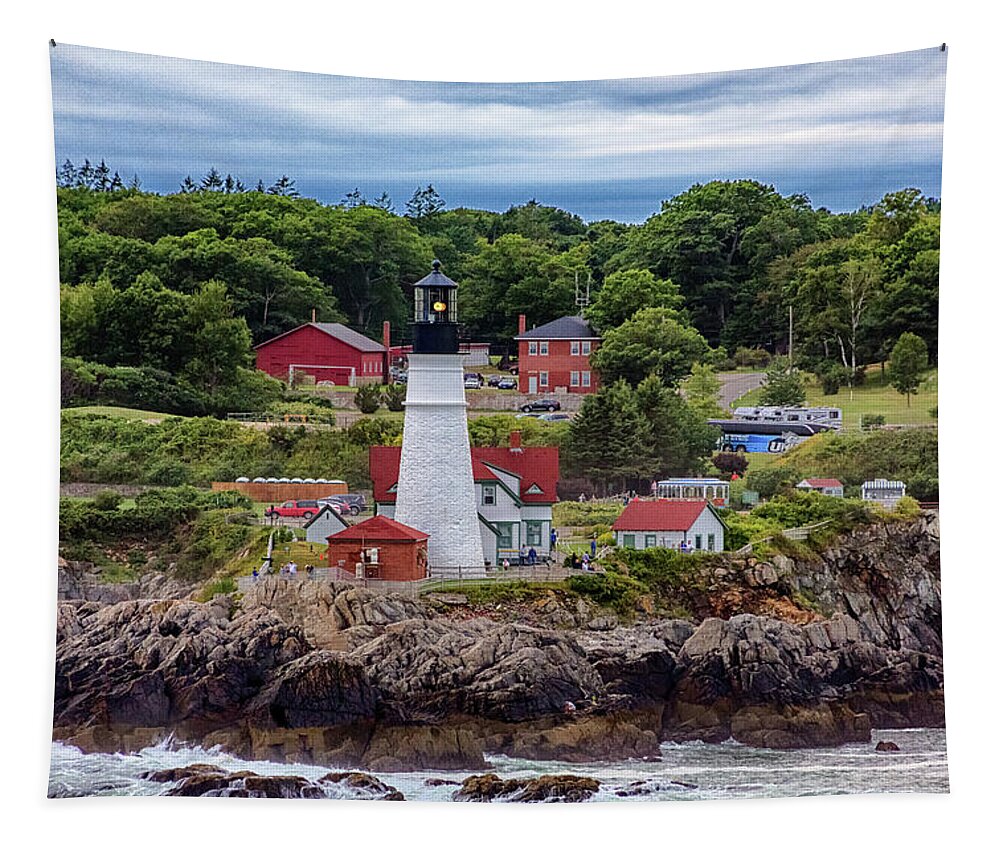 Bay Tapestry featuring the photograph Porland Head on Rocks by Darryl Brooks
