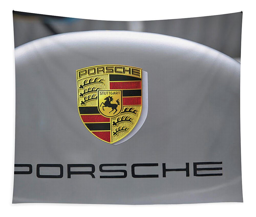 Porsche Tapestry featuring the photograph Porsche Logo by Gene Parks