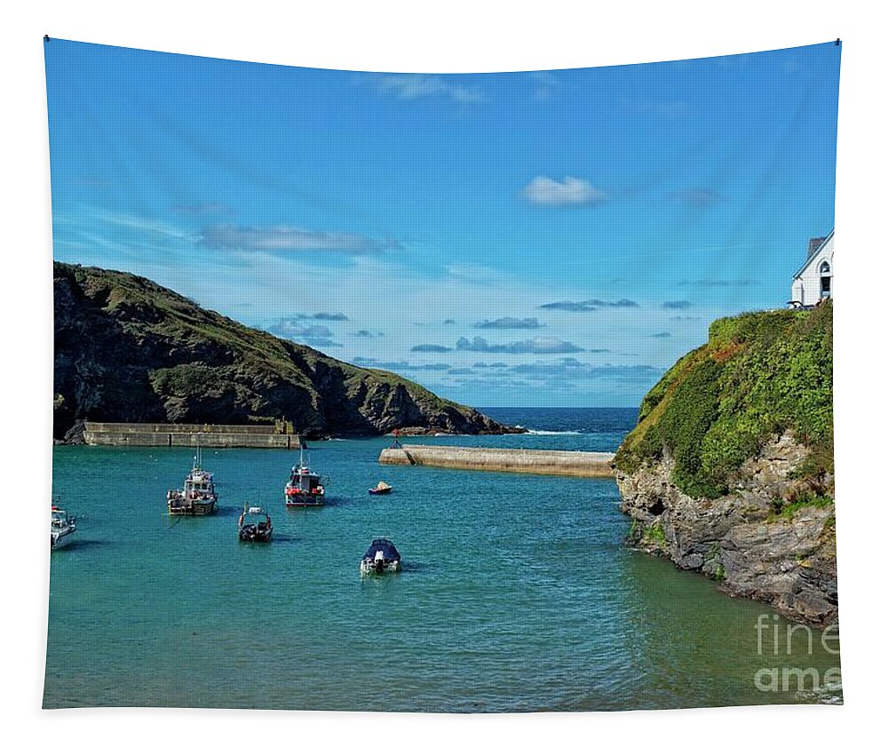 Port Isaac Tapestry featuring the photograph Port Isaac Harbour, Cornwall by David Birchall