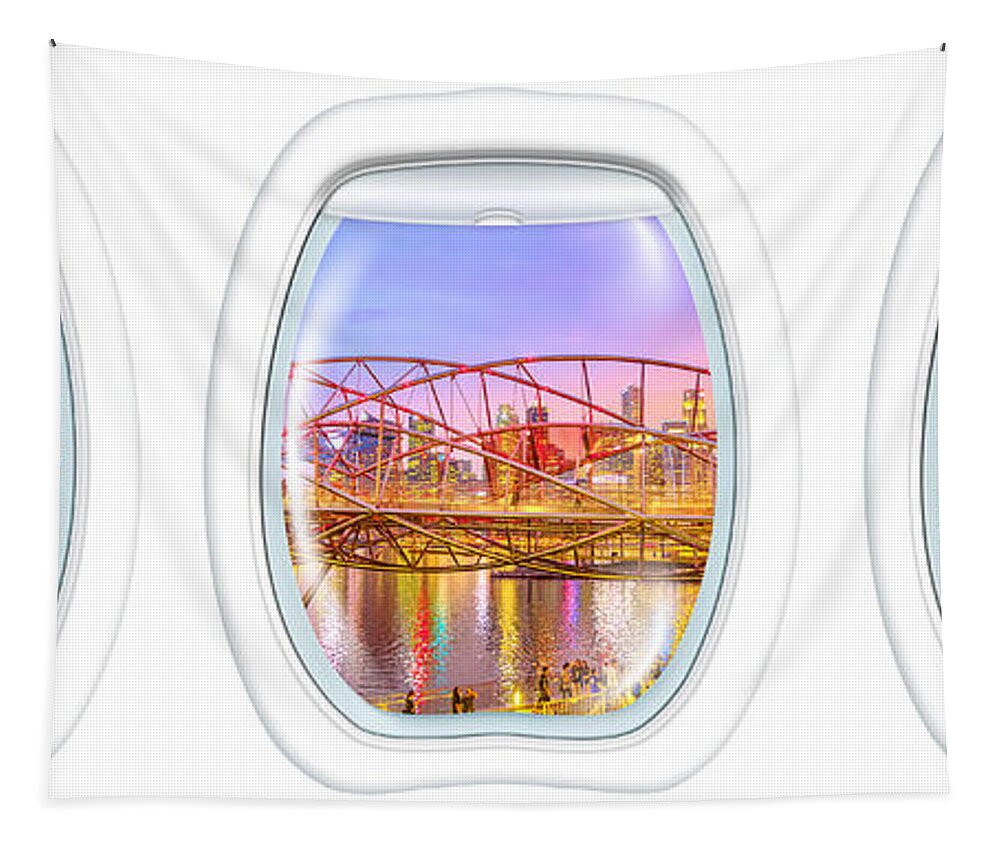 Singapore Tapestry featuring the photograph Portholes frame on Singapore by Benny Marty