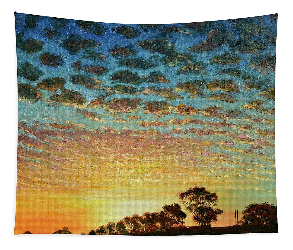 Sunset Tapestry featuring the painting Portland Sunset 2 by Dai Wynn
