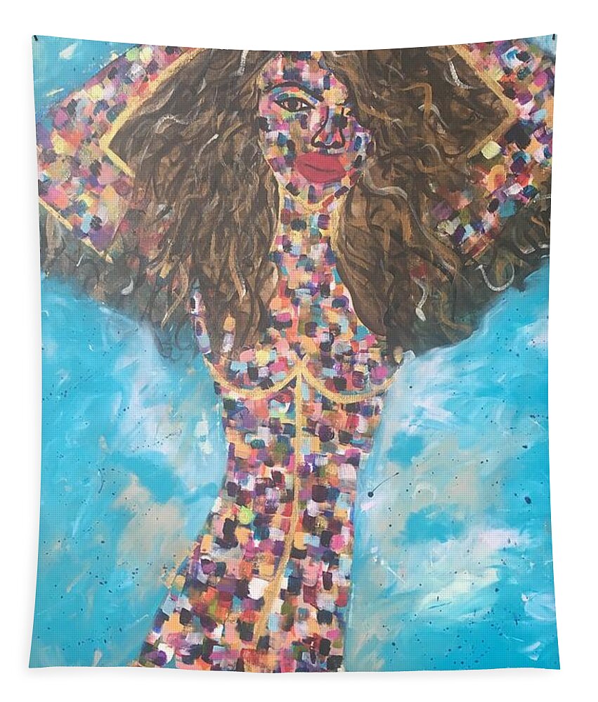 Abstract Painting Art Tapestry featuring the painting Woman of Color VI Art Print by Crystal Stagg