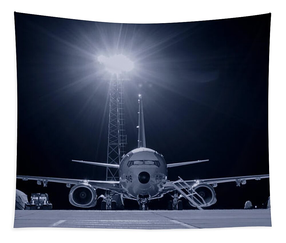 P-8 Poseidon Tapestry featuring the photograph Poseidon Waits by Airpower Art