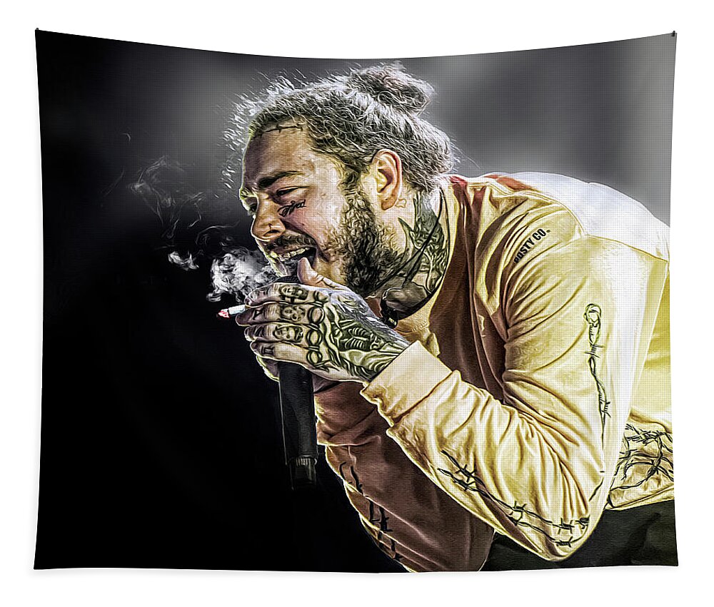 Post Malone Tapestry featuring the digital art Post Malone by Mal Bray