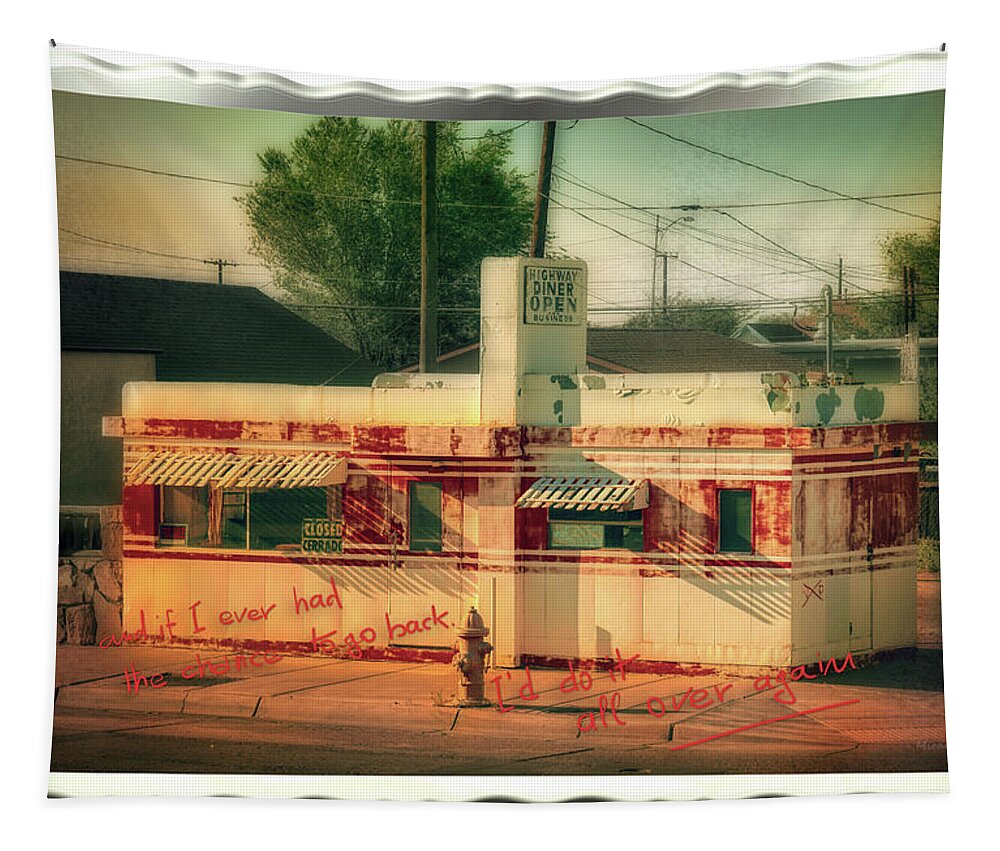 Highway Tapestry featuring the photograph Postcard for you N4 - The Diner by Micah Offman