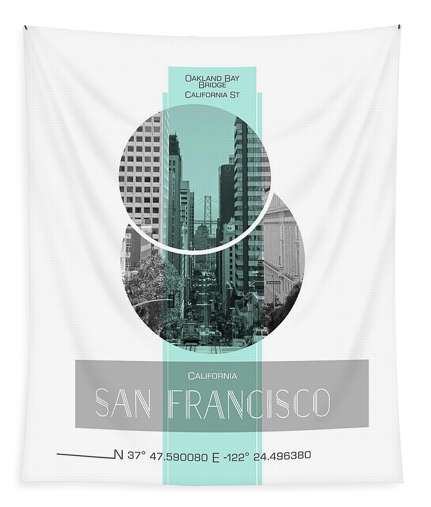 San Francisco Tapestry featuring the photograph Poster Art SAN FRANCISCO California Street by Melanie Viola