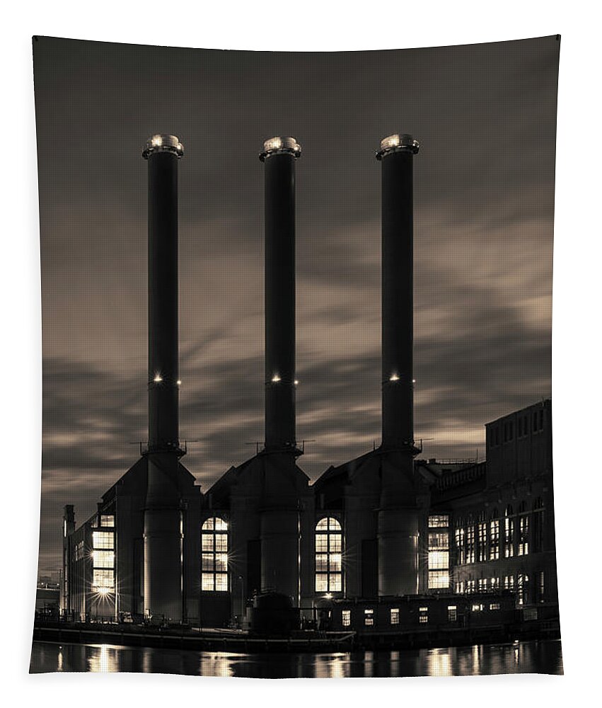 Architectural Tapestry featuring the photograph Power Station Providence RI I Toned by David Gordon