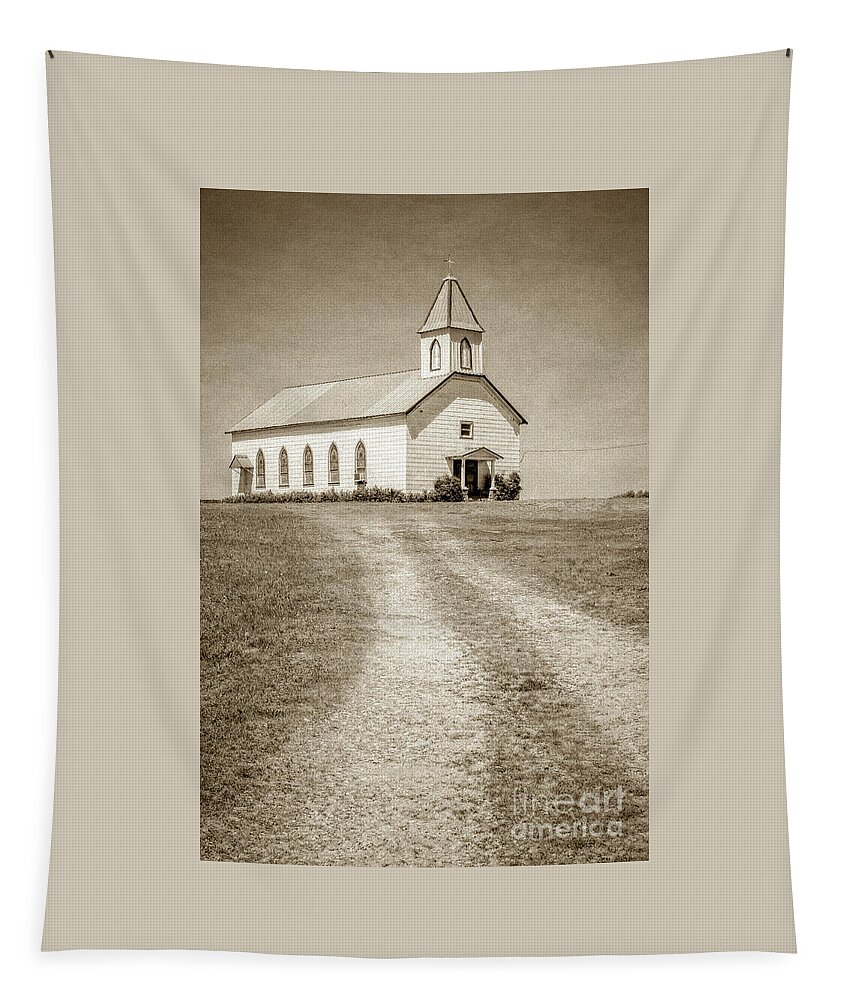 Prairie Church Tapestry featuring the photograph Prairie Church by Imagery by Charly