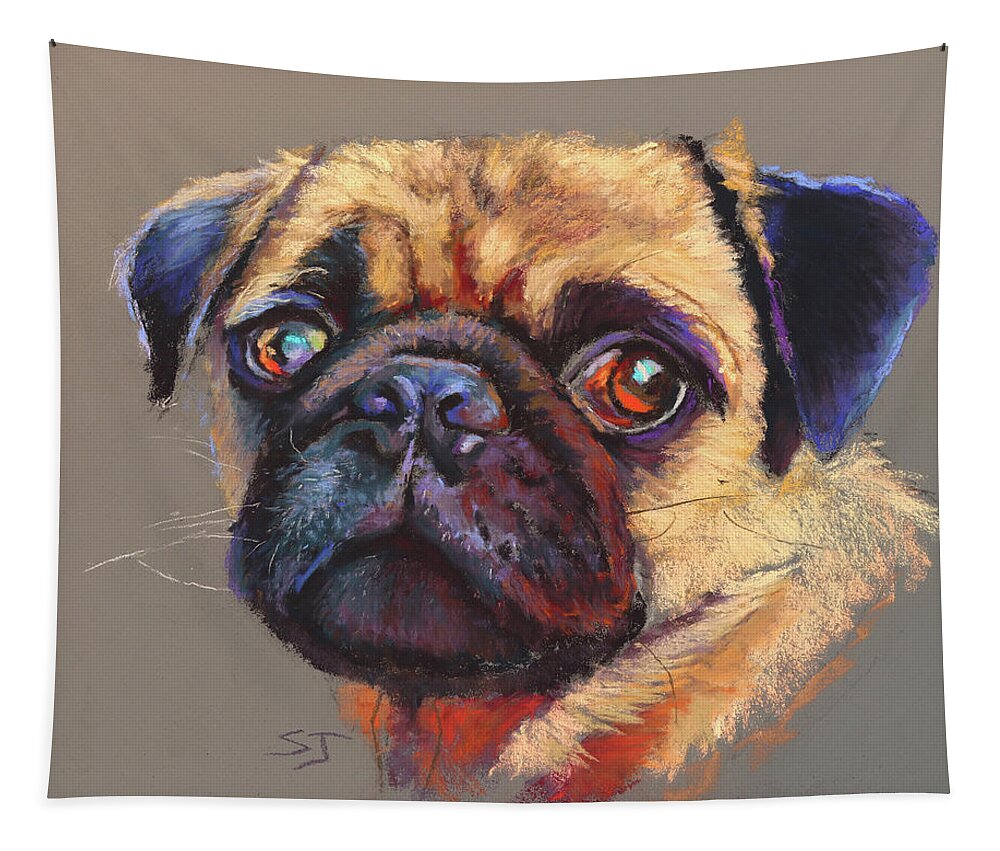 Pug Tapestry featuring the painting Precious Pug by Susan Jenkins