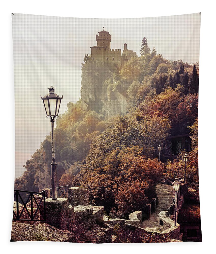 San Marino Tapestry featuring the photograph Pretty autumn morning in San Marino by Jaroslaw Blaminsky