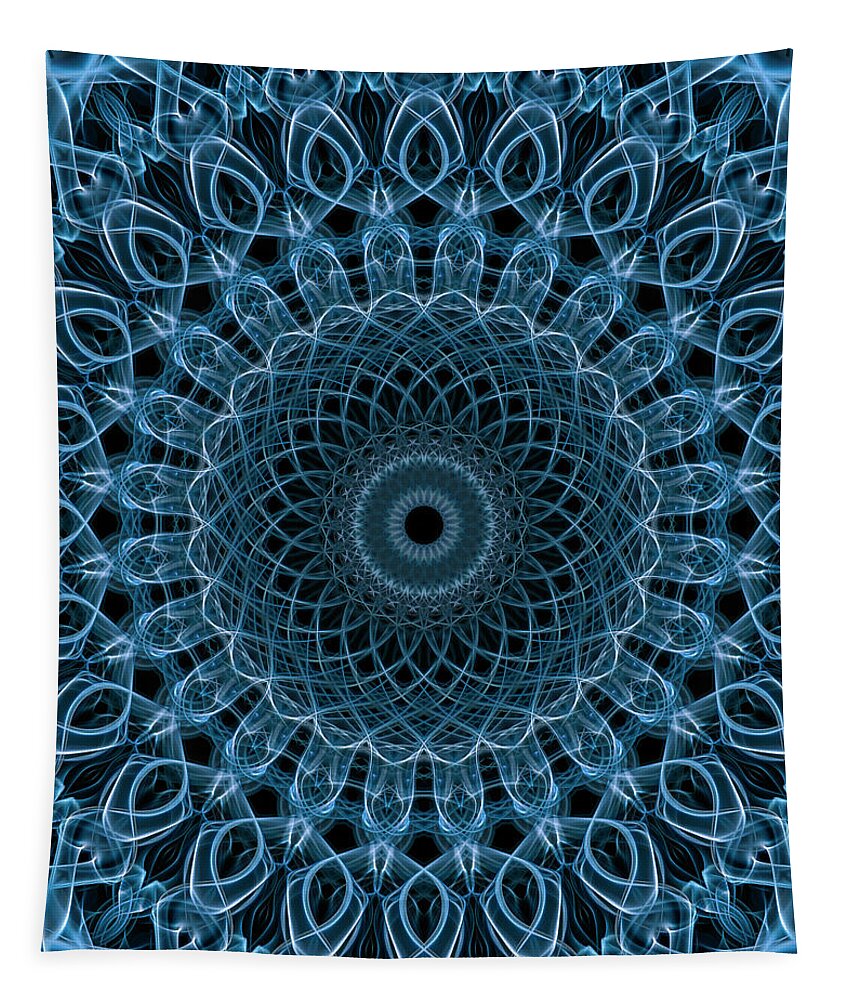 Mandala Tapestry featuring the digital art Pretty blue mandala by Jaroslaw Blaminsky