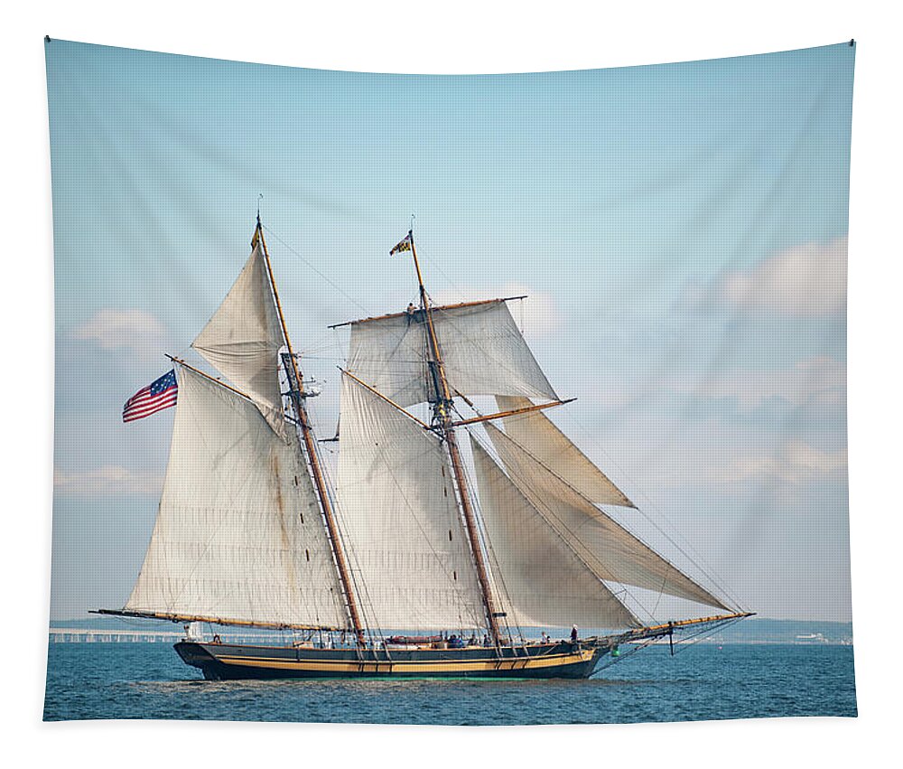 Schooners Tapestry featuring the photograph Pride of Baltimore II Makes Sail by Mark Duehmig