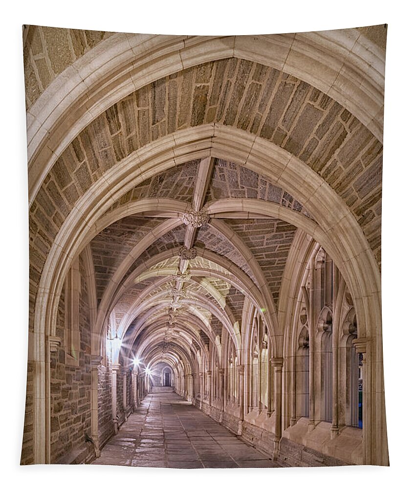 Princeton University Tapestry featuring the photograph Princeton University Hallway Evening by Susan Candelario