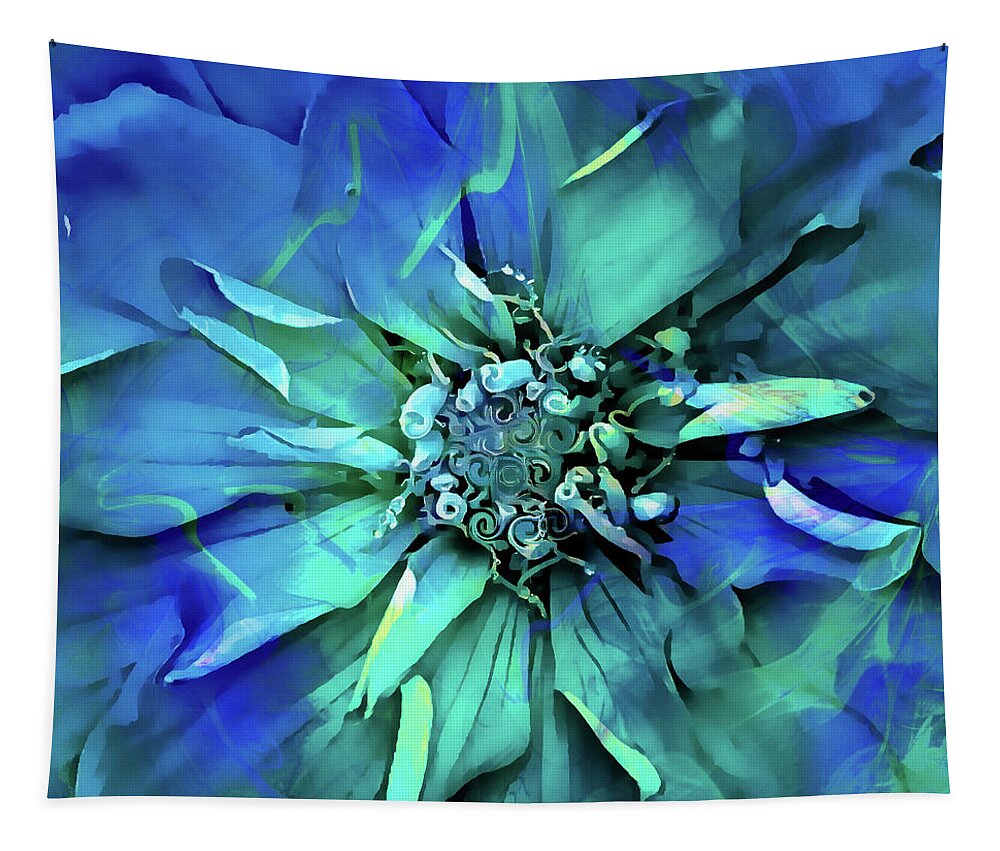 Blue Tapestry featuring the digital art Psychedelic Blues by Cindy Greenstein