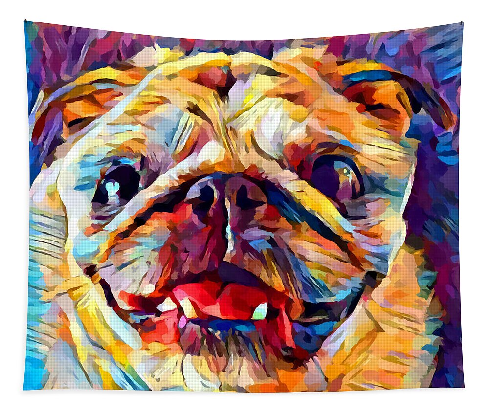 Pug Tapestry featuring the painting Pug 4 by Chris Butler