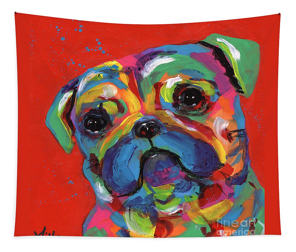 Tracy Miller Tapestry featuring the painting Pug by Tracy Miller