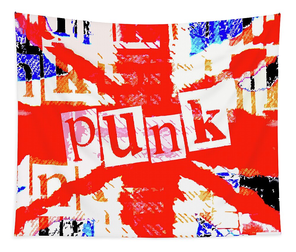 Punk Tapestry featuring the digital art Punk Union Jack Graphic by Roseanne Jones