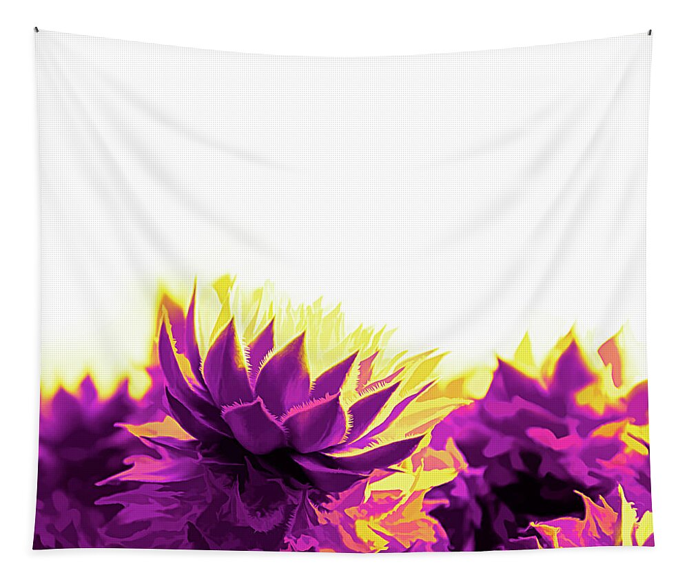 Houseleek Tapestry featuring the digital art Purple and Yellow Houseleeks by Scott Lyons