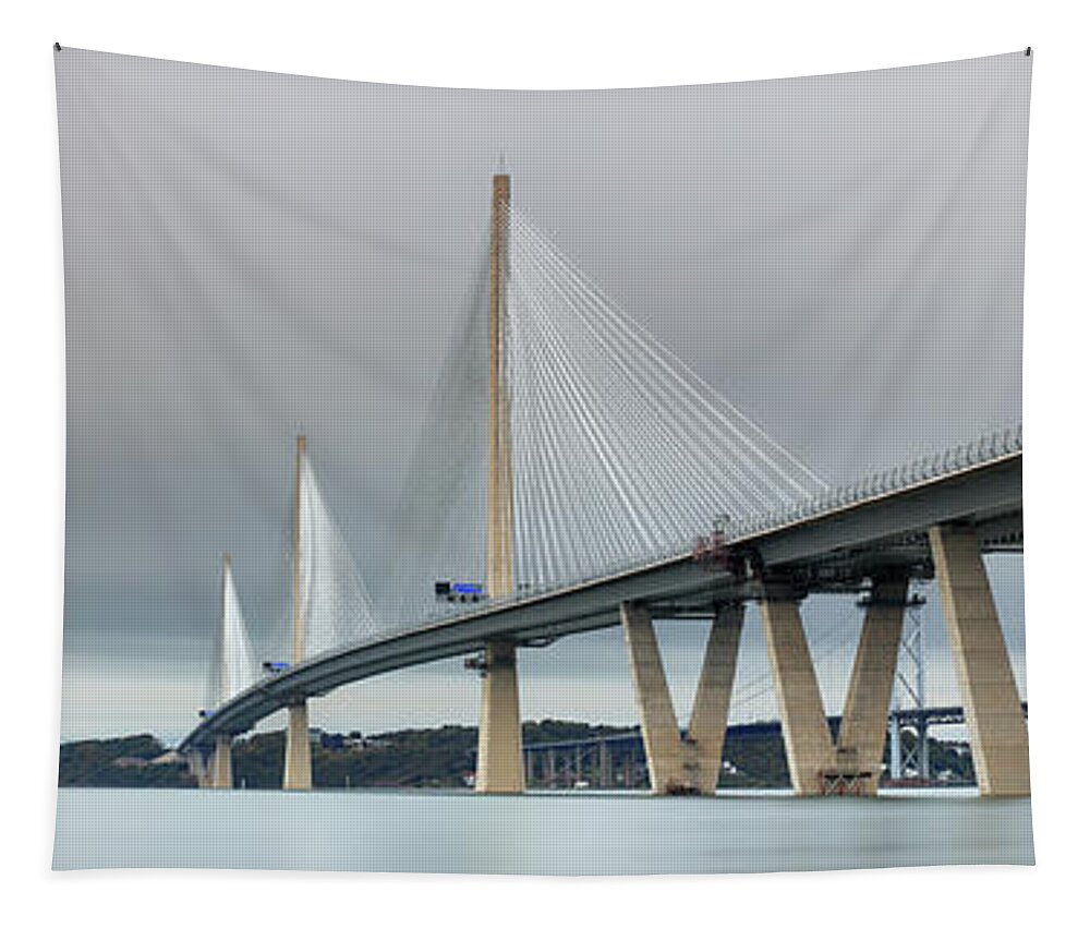 Bridge Tapestry featuring the photograph Queensferry Crossing Bridge 3-1 by Grant Glendinning
