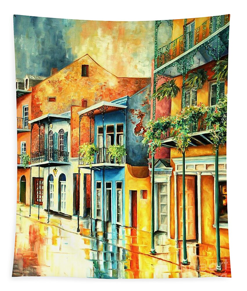 New Orleans Tapestry featuring the painting Quiet in the Quarter by Diane Millsap