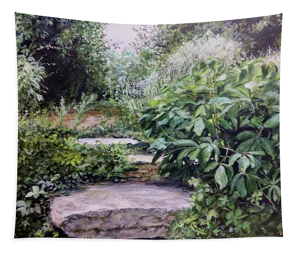 Garden Tapestry featuring the painting Quiet Path by William Brody