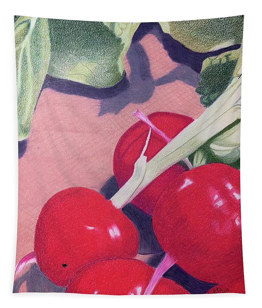 Vegetable Tapestry featuring the drawing Radishes by Colette Lee