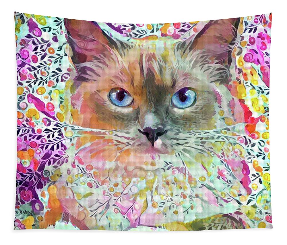 Ragdoll Cat Tapestry featuring the digital art Ragdoll Cat Art by Peggy Collins