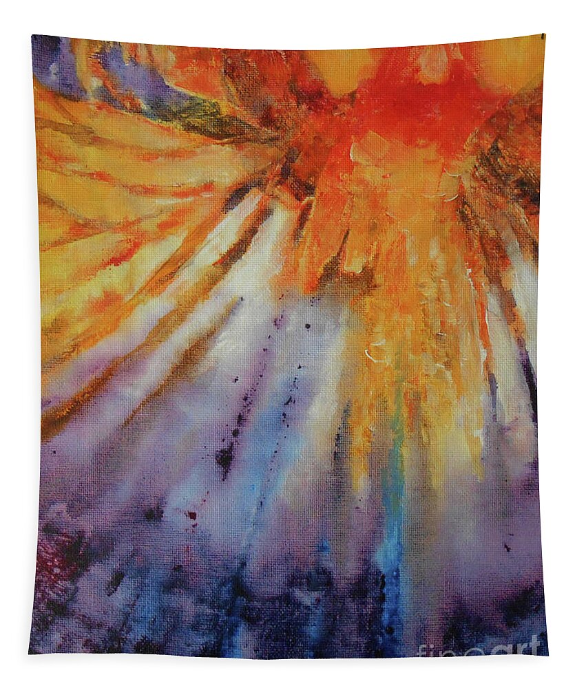 Abstract Tapestry featuring the painting Rainbow Abstract Series 1 by Jane See