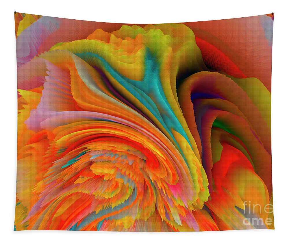 Rainbow Tapestry featuring the mixed media A Flower In Rainbow Colors Or A Rainbow In The Shape Of A Flower 2 by Elena Gantchikova