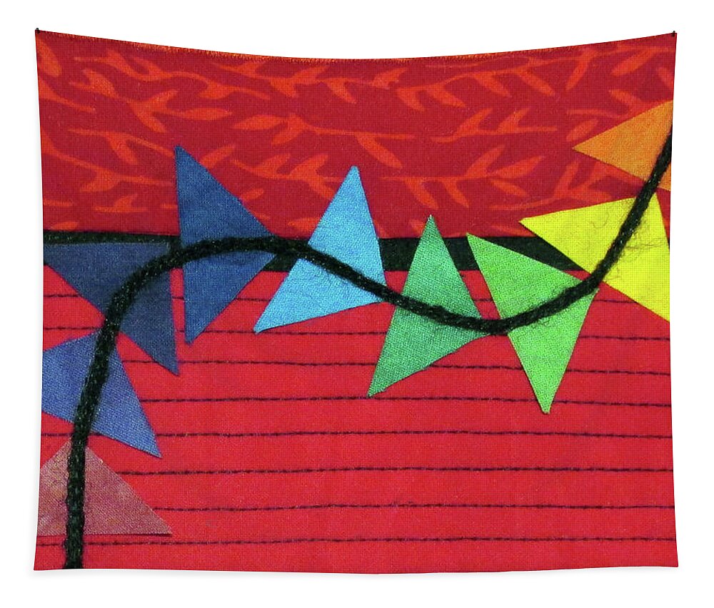 Art Quilt Tapestry featuring the tapestry - textile Rainbow Flying Geese 3D Curve by Pam Geisel