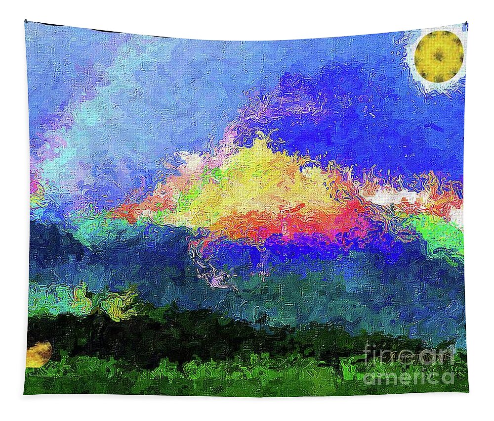 Landscape Tapestry featuring the mixed media Rainbow Mountain - Breaking the Gridlock of Hate Number 5 by Aberjhani