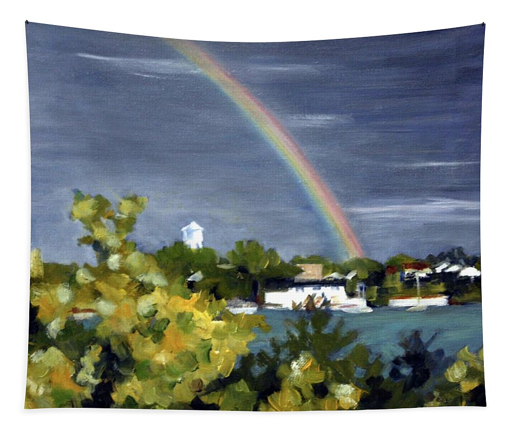 Landscape Tapestry featuring the painting Rainbow by Sarah Lynch