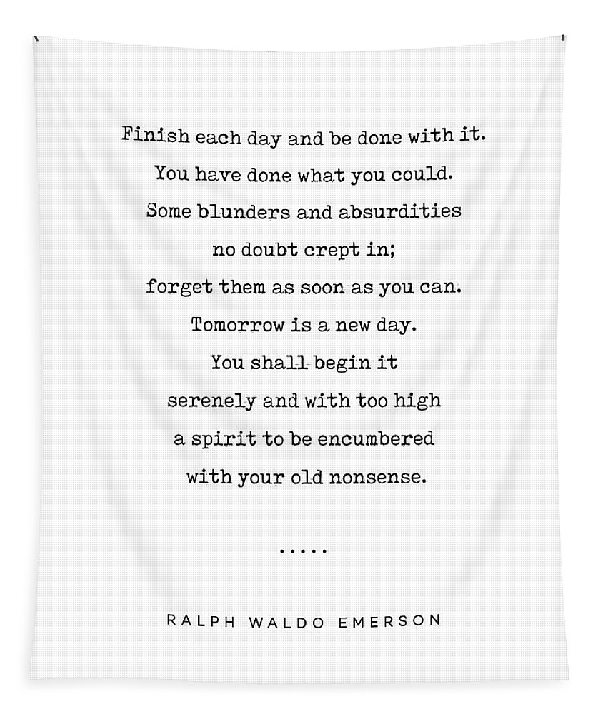 Ralph Waldo Emerson Quote Tapestry featuring the mixed media Ralph Waldo Emerson Quote 01 - Minimal, Sophisticated, Modern, Classy Typewriter Print - Motivation by Studio Grafiikka