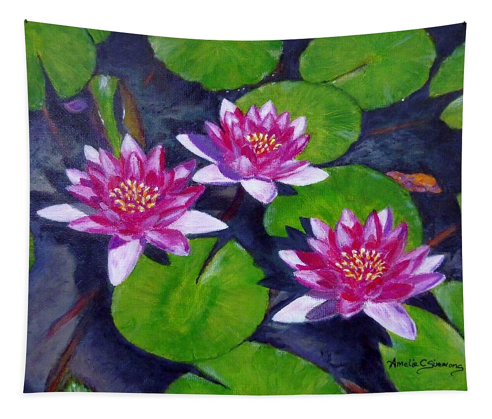 Water Lilies Tapestry featuring the painting Rancho Waterlilies by Amelie Simmons