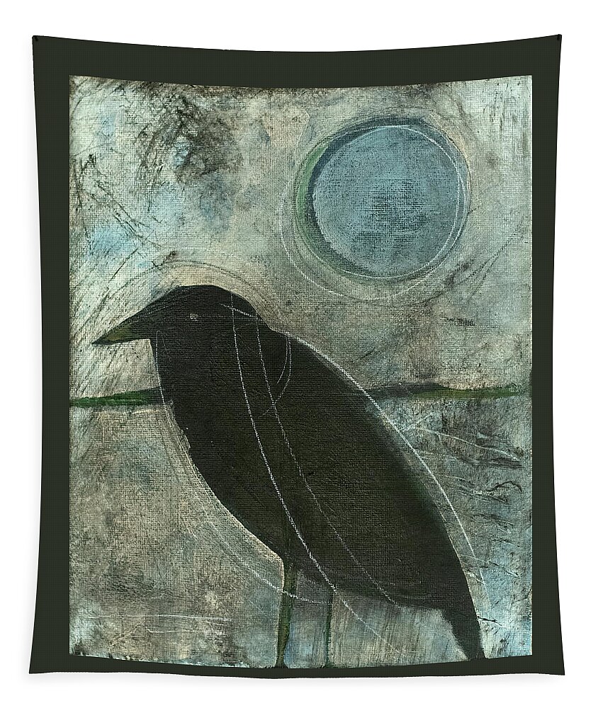 Raven Tapestry featuring the painting Raven Moon #4 by Tim Nyberg