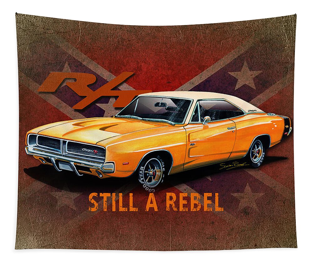 Art Tapestry featuring the mixed media Rebel Charger by Simon Read