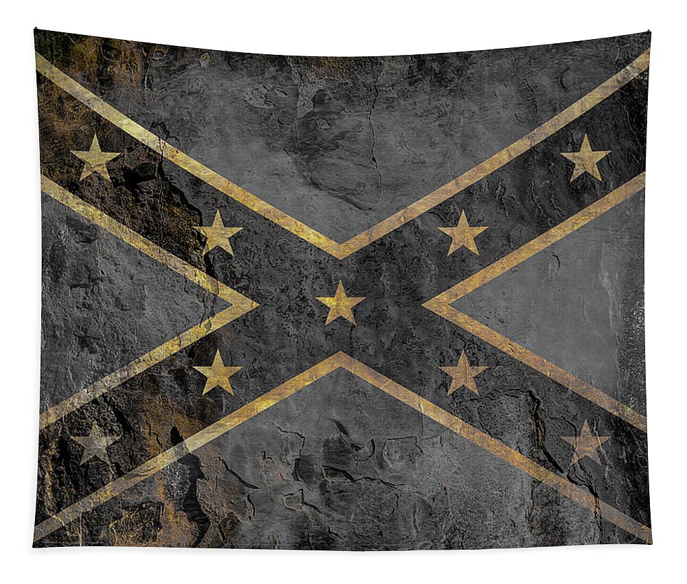 Rebel Flag Black And White Tapestry featuring the digital art Rebel Flag Black and White by Randy Steele
