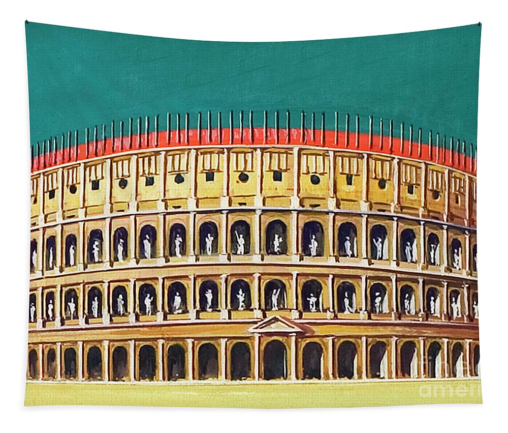Ancient Tapestry featuring the painting Reconstruction of the Colosseum by Severino Baraldi