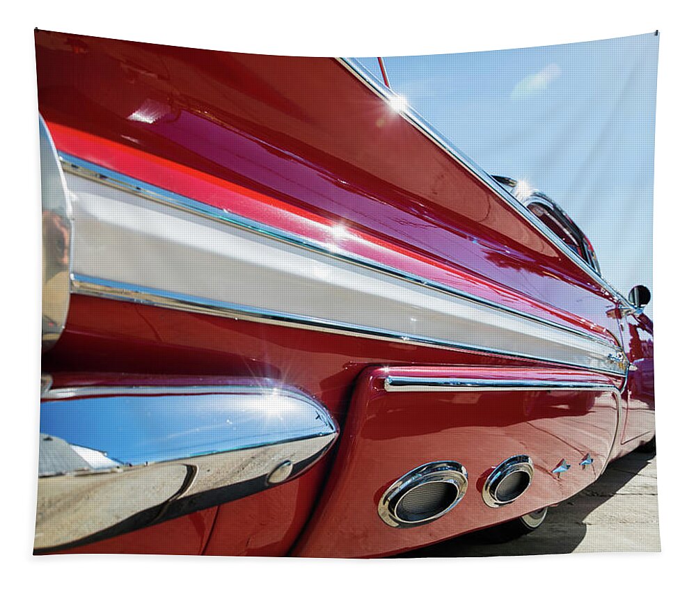 San Diego Tapestry featuring the photograph Red 1960 Chevy Low Rider by Robert VanDerWal
