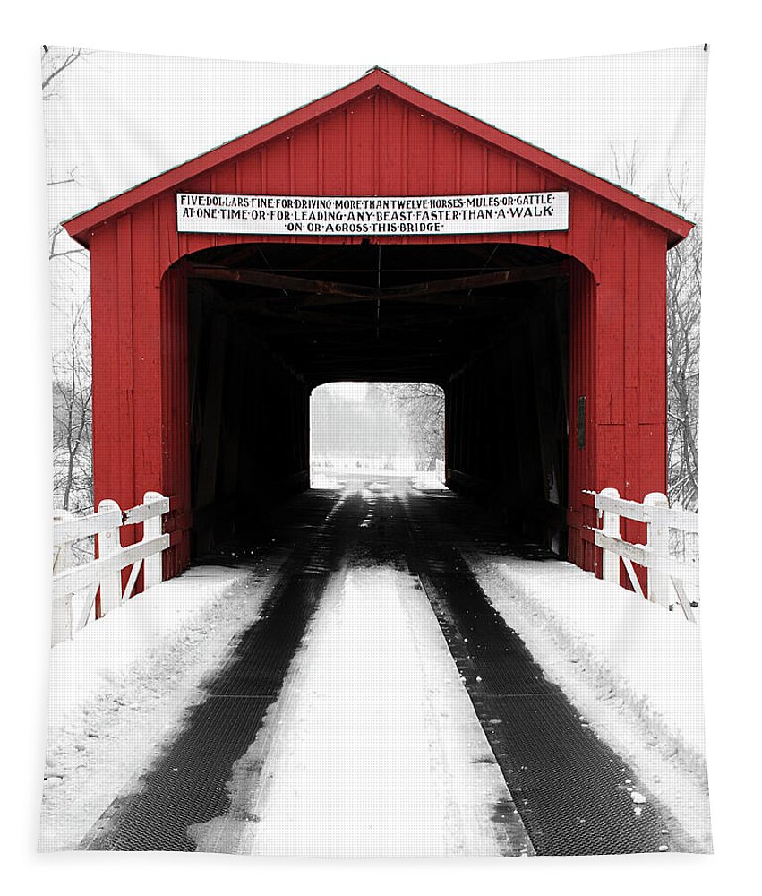 Covered Bridge Tapestry featuring the photograph Red Covered Bridge by Jayson Tuntland