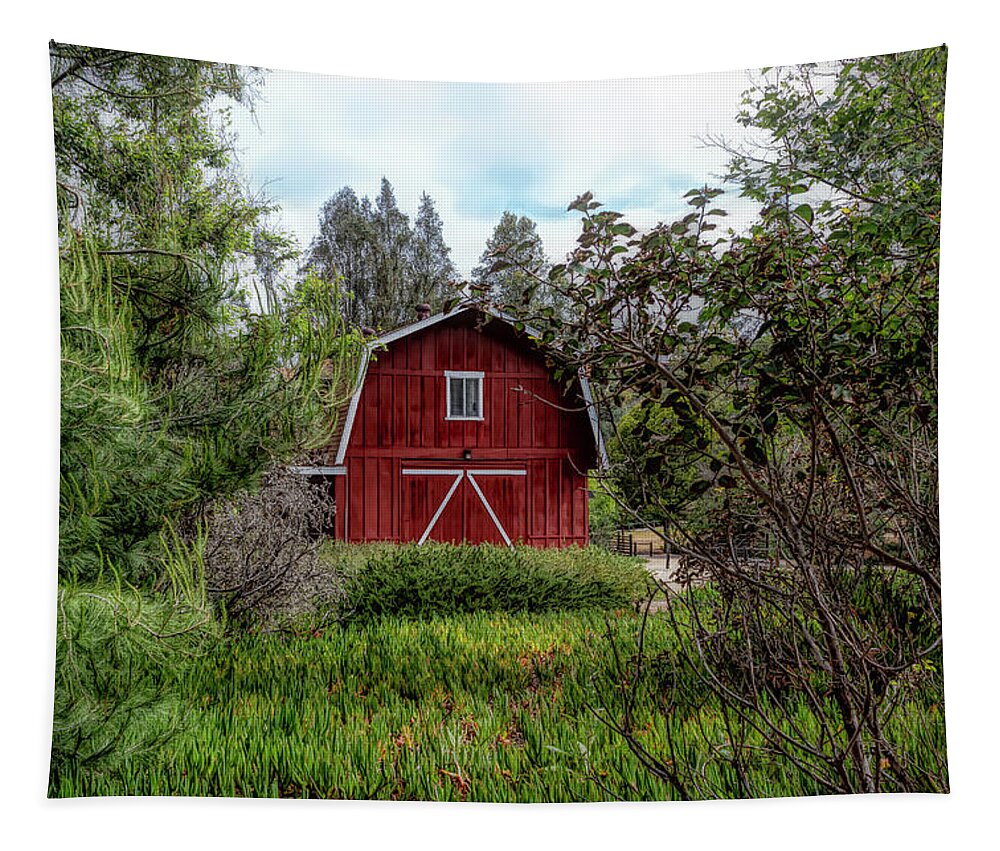 Red Tapestry featuring the photograph Red House Over Yonder by Alison Frank