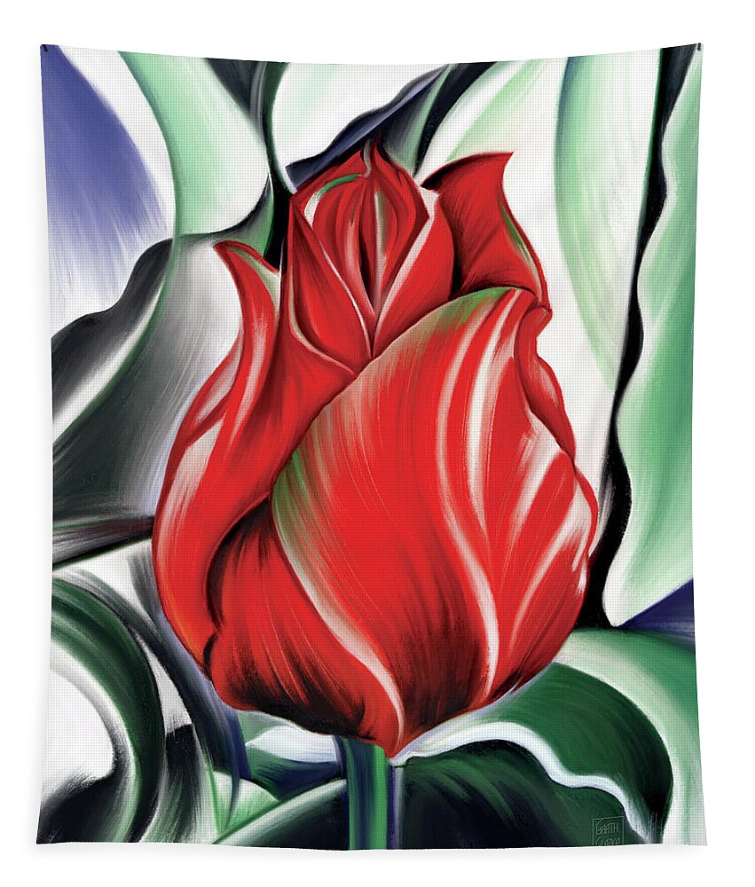 Flower Tapestry featuring the digital art Red Jewel of Spring by Garth Glazier