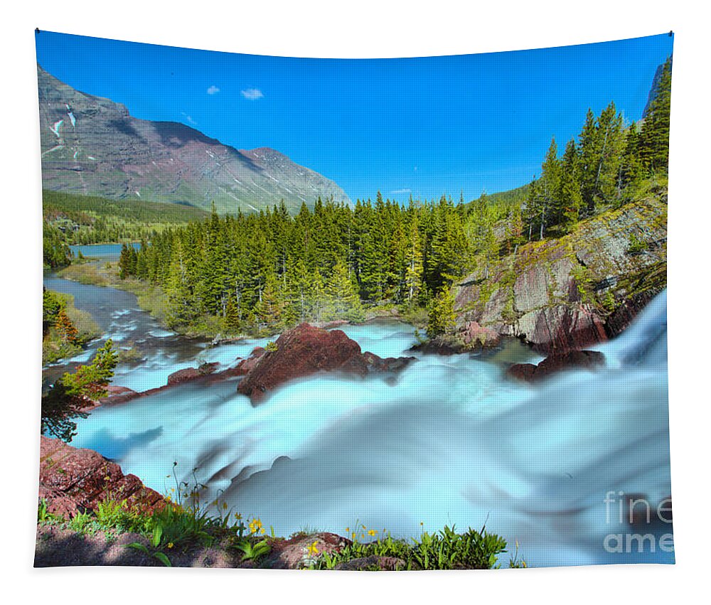 Red Rock Falls Tapestry featuring the photograph Red Rock Falls Spring Gusher by Adam Jewell