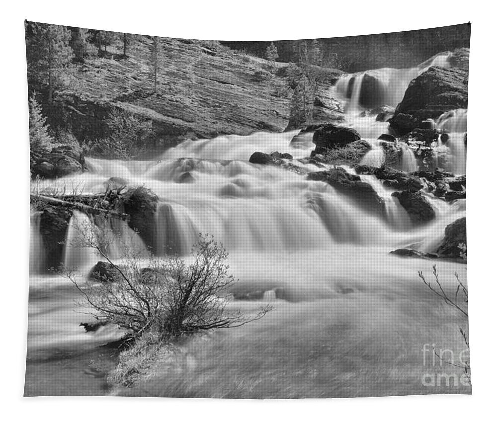 Red Rock Falls Tapestry featuring the photograph Red Rock Falls Base Black And White by Adam Jewell