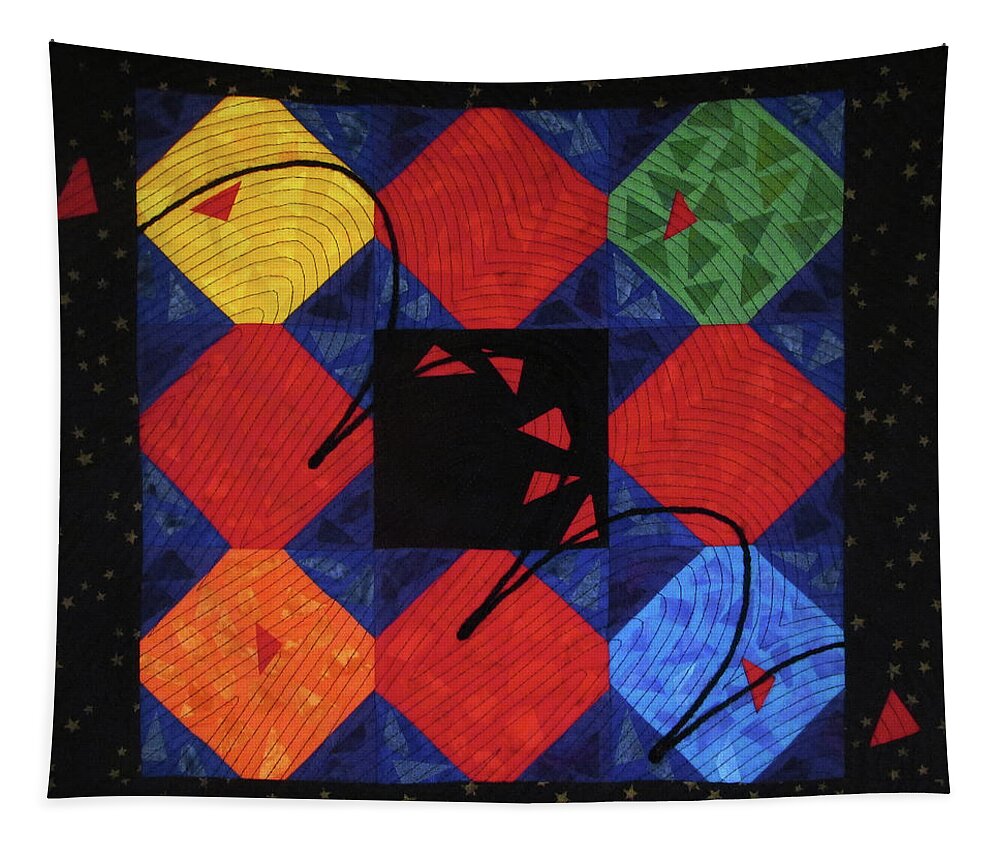 Art Quilt Tapestry featuring the tapestry - textile Red Rubber Ball by Pam Geisel