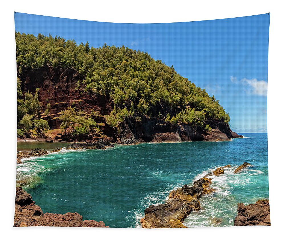 Hana Beach Tapestry featuring the photograph Red Sands Beach by Chris Spencer