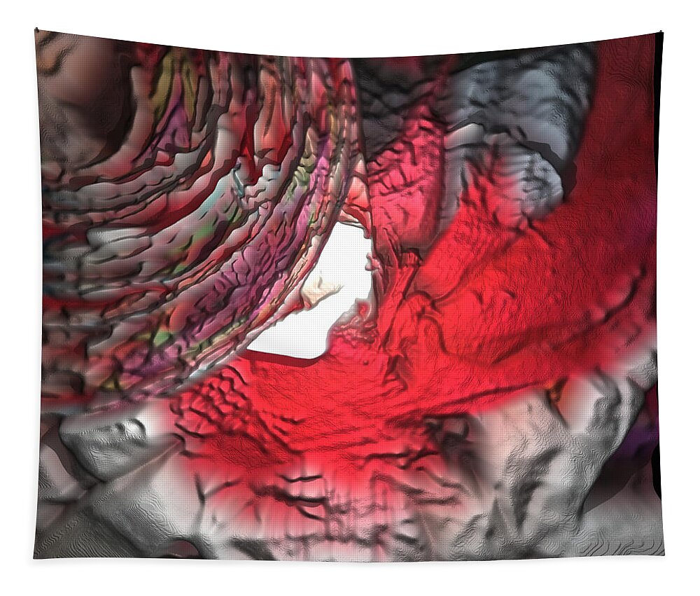 Red Tapestry featuring the digital art Red Tunnel by Scott S Baker